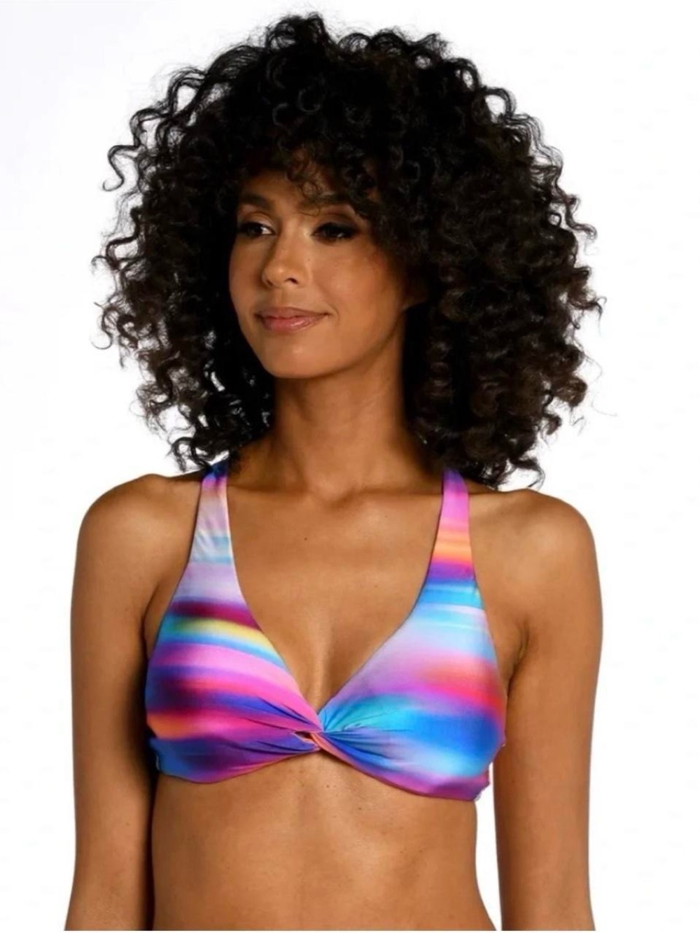 NWT La Blanca Sunset Shores Multicolor Underwire Twist Front Bikini Top, Size 6.